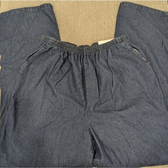 New Chic Women's Plus Comfort Blue Cotton Pull on Elastic Waist Pants size 18W - Picture 2 of 5